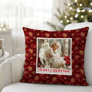 Coussin Victorien Ange tendance Rouge Or Accent Noël