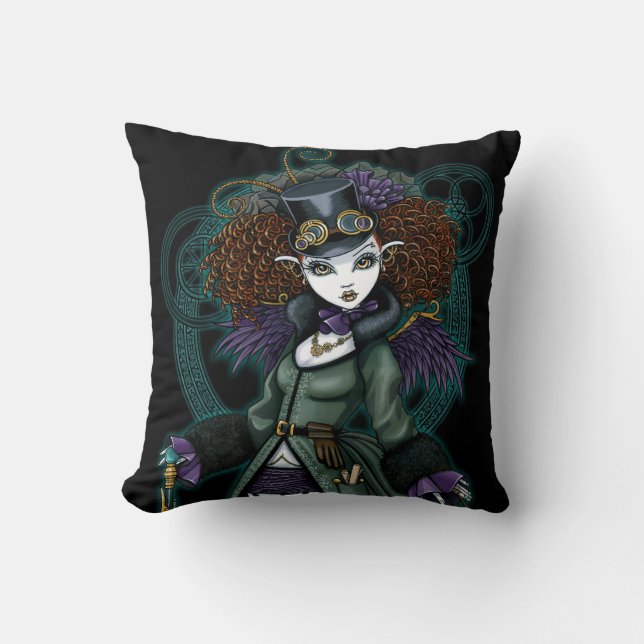 Coussin victorien d'ange de vampire de Steampunk (Recto)