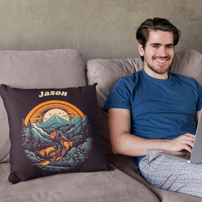 Coussin Vie cyclable, personnalisable rétro (Créateur téléchargé)