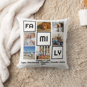 Coussin Vie familiale 7 Photos et texte personnalisé
