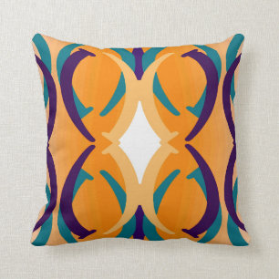 Coussin Vie moderne sur le violet foncé/orange/Turquoise/