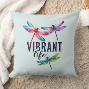 Coussin Vie vibrante - libellule artistique