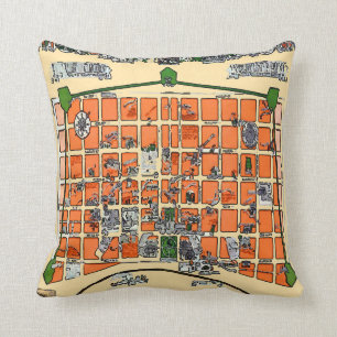Coussin Vieille carte de la Nouvelle-Orléans de quartier