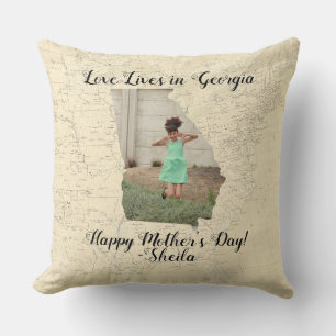 Coussin Vieille Carte L'Amour Vit En Géorgie Photo Façonné