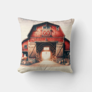Coussin Vieille grange rouge Rustique de campagne