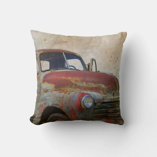 Coussin Vieille voiture ancienne rouillée (Recto)