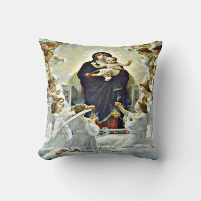 Coussin Vierge avec Angels Bouguereau (Recto)