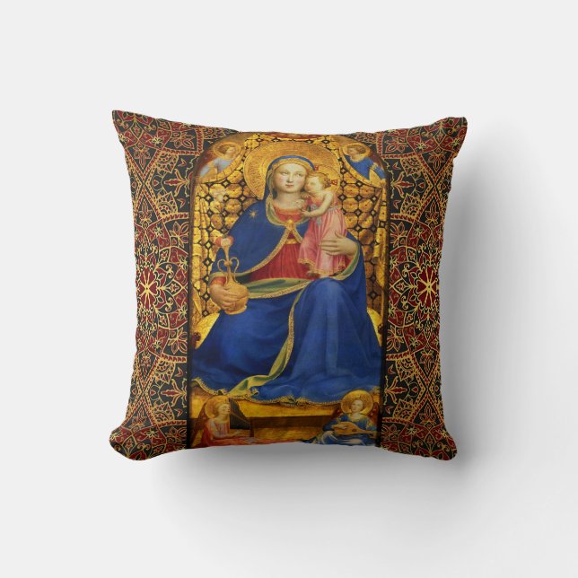 Coussin VIERGE AVEC ENFANT ET ANGES par Fra Angelico (Recto)