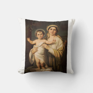 Coussin Vierge Marie tenant l'enfant Jésus