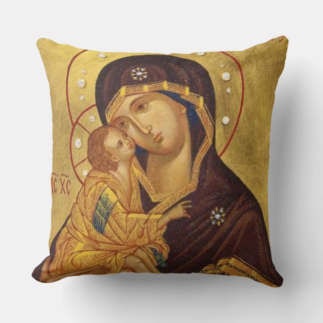 Coussin Vierge religieuse Marie Jésus aide perpétuelle (Recto)