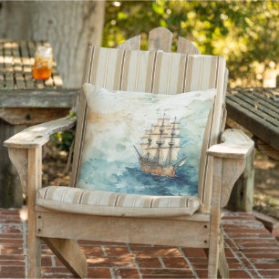 Coussin Vieux bateau nautique naviguant sur l'océan