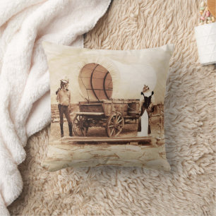 Coussin Vieux Chats Occidentaux avec Wagon couvert