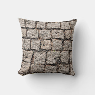 Coussin Vieux motif en pierre de caillou dans la rue abstr
