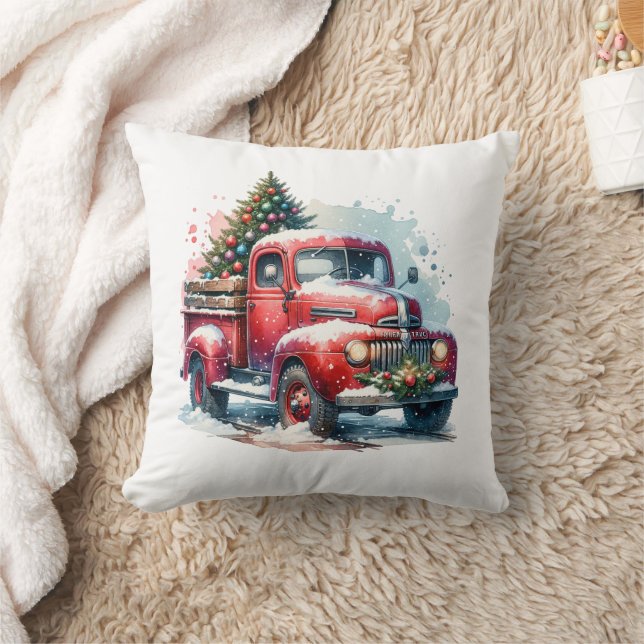 Coussin Vieux Noël Vintage Camion rouge (Couverture)