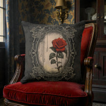 Vieux Noir Victorien avec Rose Rouge