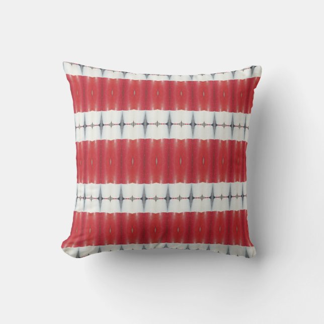 Coussin Vieux rouge blanc fuseau bleu lac retour (Recto)