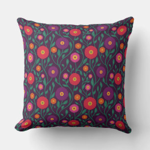 Coussin Vigne Fleur de Milieu de Siècle Guirlande de Jar