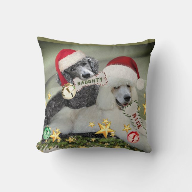 Coussin vilain ou intéressant de caniche de Noël (Recto)