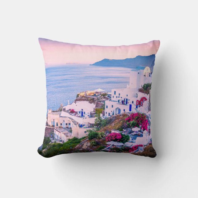 Coussin Village Balnéaire En Grèce Jetez L'Oreiller (Recto)