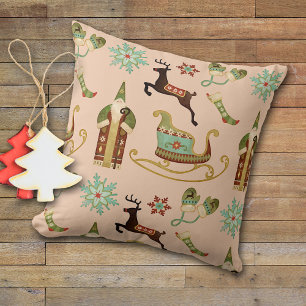Coussin Village de Noël Motif Vintage