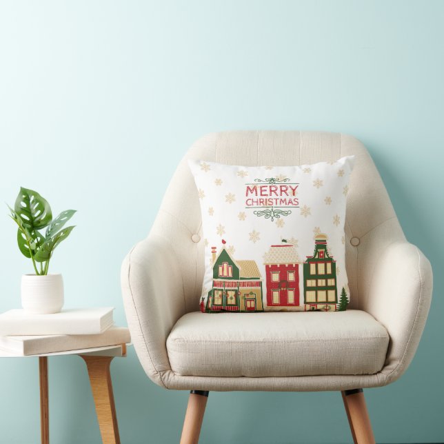 Coussin Village de Noël pittoresque Snowflakes (Chaise)