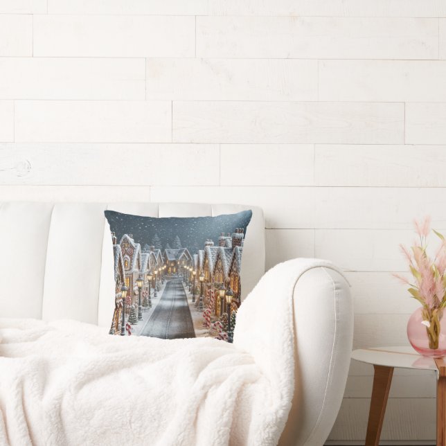 Coussin Village de pain d'épices de Noël (Canapé)