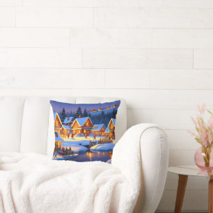 Coussin Village envoûtant couvert de neige Wonderland hive