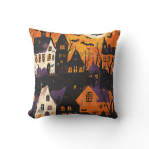 Village Fantôme Halloween Violet Orange Épouvantab