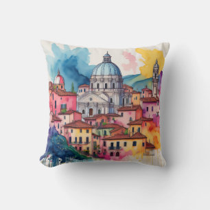 Coussin Village italien Dome - Aquarelle Charme