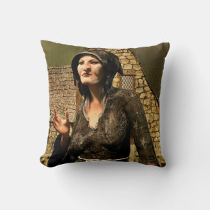 Coussin Village médiéval de sorcière de fantasy Halloween