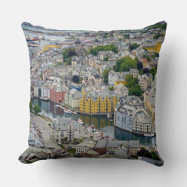 Coussin Ville Alesund, carreau de Nouveau d'art de la (Recto)