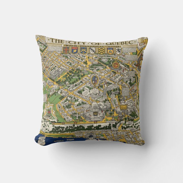 Coussin Ville de carte du Québec (Recto)