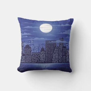 Coussin Ville panoramique de lumière illustration abstrait