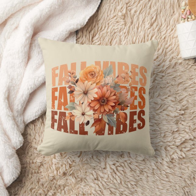 Coussin Villes d'automne aquarelle fleur sauvage feuilles (Couverture)