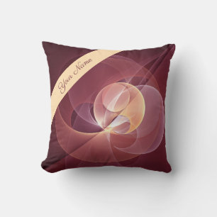 Coussin Vin moderne élégant Abstrait Rouge Fractal Art Nom
