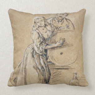 Coussin Vin-pourer avec une carte de jeune homme (craie)