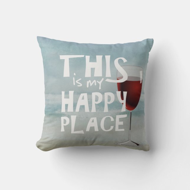 Coussin vin rouge avec arrière - plan de l'océan (Recto)