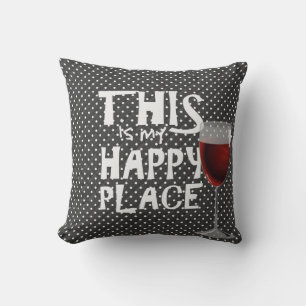 Coussin vin rouge et citation sur des points