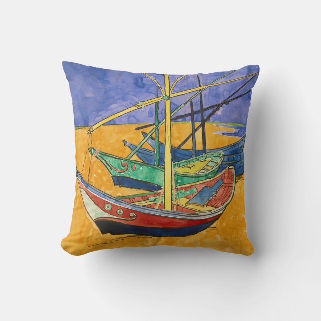 Coussin Vincent van Gogh - Bateaux de pêche sur la plage (Recto)