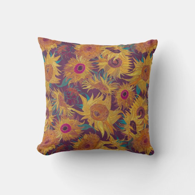 Coussin Vincent Van Gogh Sunflowers Violet Yellow (Recto)