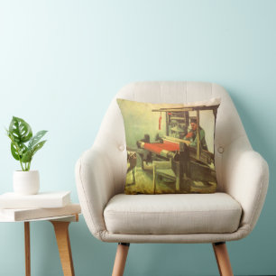 Coussin Vincent van Gogh Tisserand regard à gauche rouet