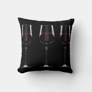 Coussin Vins avec vin rouge sur noir