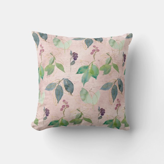 Coussin Vins et baies sur Blush en état de détresse (Recto)