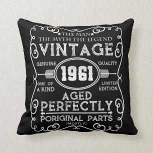 Coussin Vintage 1961 Mythe de l'homme Légende 60e anniver