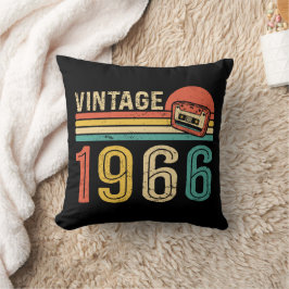 Coussin Vintage 1966 Birthday Music Cassette Tape Bday 