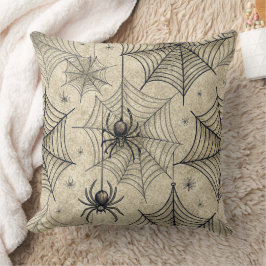 Coussin Vintage Araignées et Webs Motif Halloween