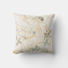 Coussin Vintage Art Nouveau élégante dame