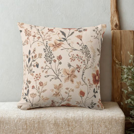 Coussin Vintage automne motif floral sur crème Rustique au