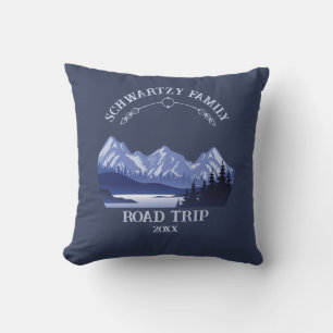 Coussin Vintage Blue Mountain Lake Sunset