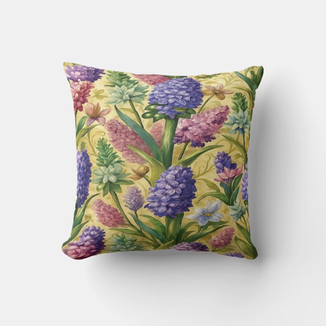 Coussin Vintage Botanical Throw Pillow – Purple Wildflower (Recto)